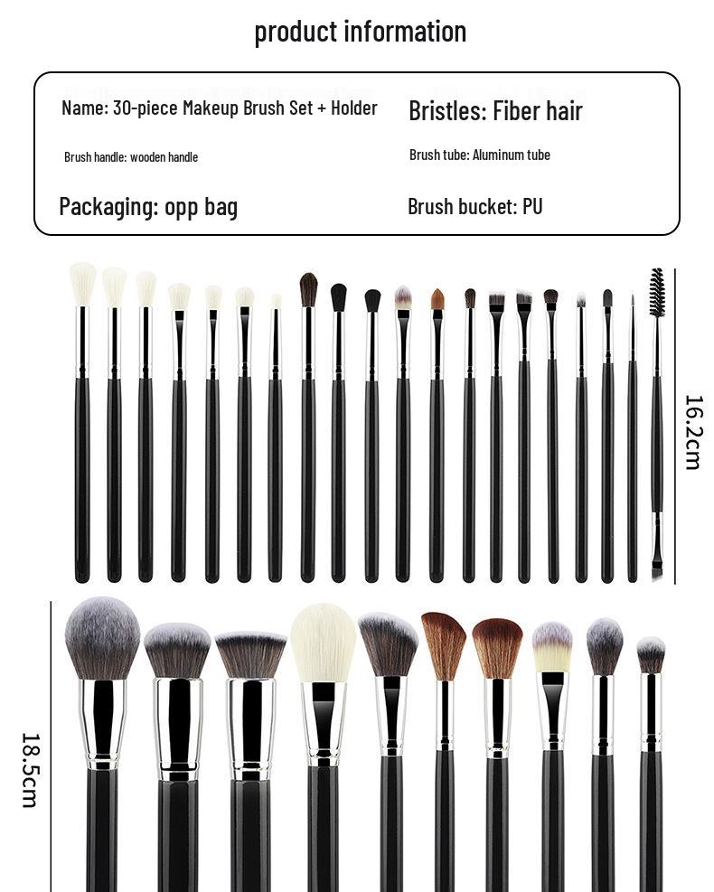 30-Piece Professional Makeup Brush Set - Soft Bristles for Eyeshadow, Powder, and Full Face Application