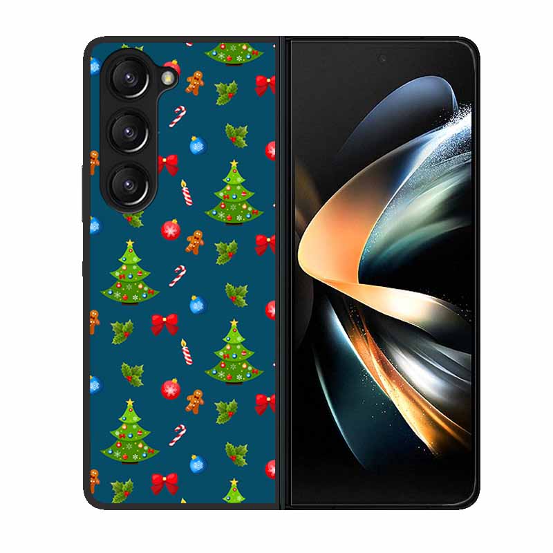 Christmas Case For Samsung Galaxy Z Fold 6 5 4 3 Cover Fold5 Fold4 Lovely Black Hard Plastic PC Cover For Galaxy Z Fold5 5G Case