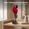 Parrot Figurine with Tree Trunk Base Vibrant Carved for Garden