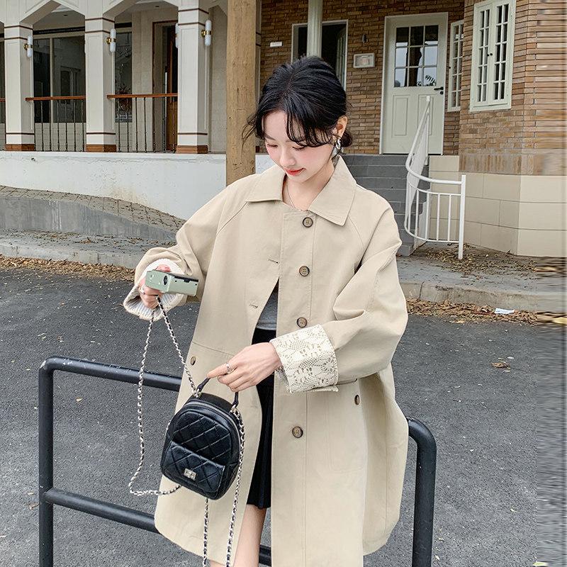 

Women s Mid-length Off-white Trench Coat - 2026 Spring/Autumn, Regular Sleeves, Casual and Versatile. S брудно-білий