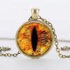 Vintage Red Cat Eye Necklace Dragon Eyes Photo Glass Cabochon Pendant Necklaces Women Men Jewelry