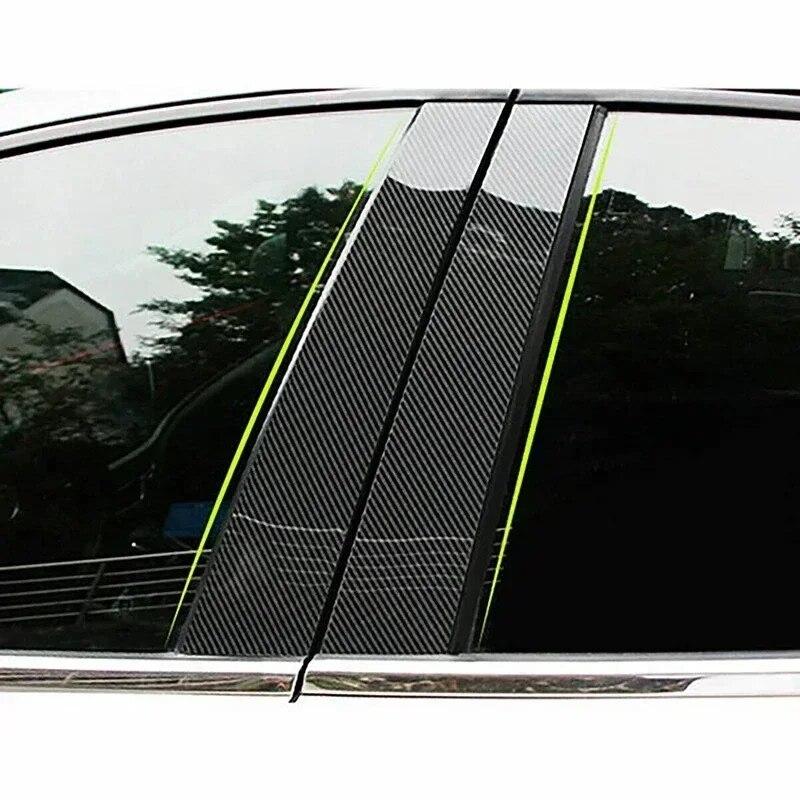Car Door Window Pillar Posts Trim Carbon Fiber Black Stickers For BMW 5 Series E60 4DR 2003 2004 2005 2006 2007 2008 2009 2010