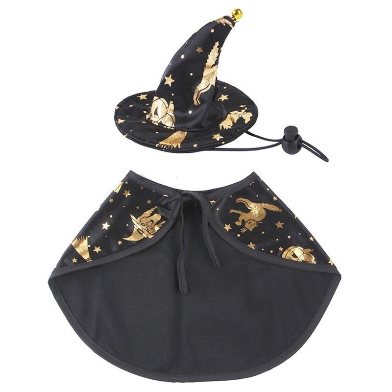 Pet Halloween Costume Cape And Wizard Hat for Small Medium Kitten Outfit Cosplay Decoration Party Costumes Pet Product