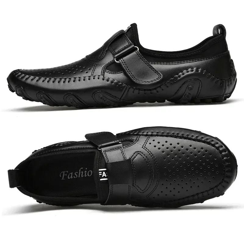 Fashion Genuine Leather Men Casual Shoes Handmade Italian Soft Hollow Out Leather Shoe for Men Breathable Summer Driving Shoes Zapatos