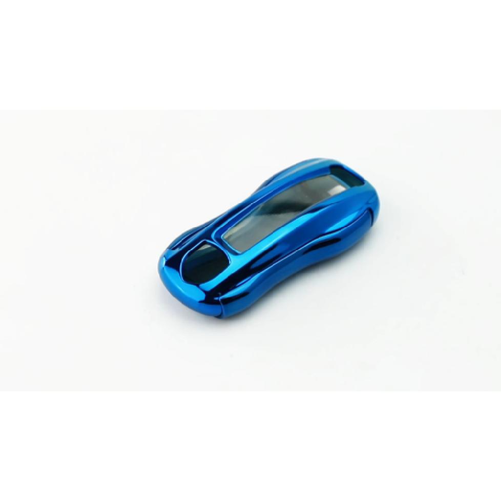 Blue TPU Key Fob Cover W/ Button Cover Panel For 2017-up Porsche Panamera G2