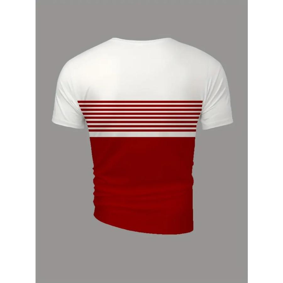 Men Striped T Shirt Tee Shirt Short Sleeve O-Neck TShirt Vintage Casual Large Size T-Shirts Men’s