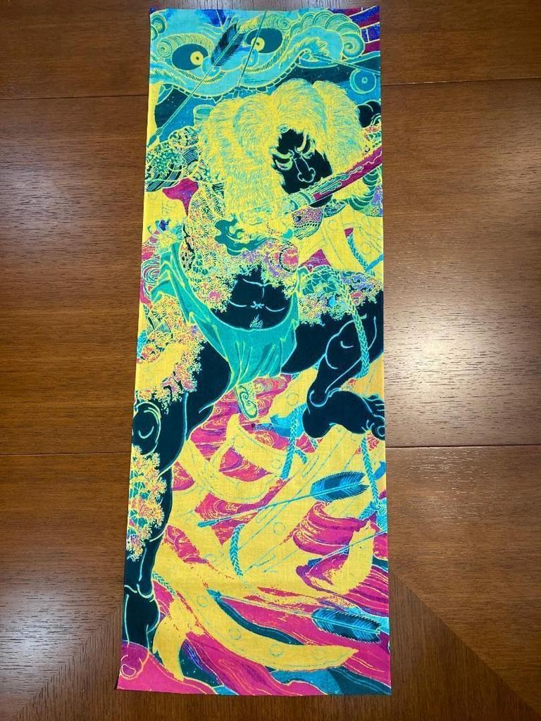 Hand Towel from the Popular Suikoden of the 108 by Utagawa Featuring a Crazy Ukiyo-e Series, "One Heroes," Kuniyoshi, Pattern.