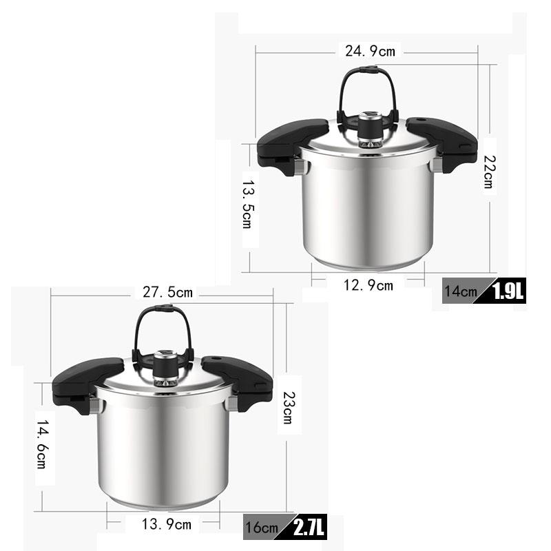 Portable Mini Stainless Steel Pressure Cooker with Folding Handle 1.9/2.7L Cooking Pressure Cooker for Outdoor Camping Cookware