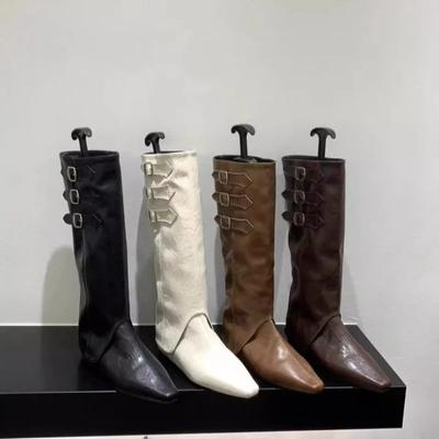 Combat Boots Platform Shoes Zip Chuny Heel Buckle Vintage Fashion Casual Luxury Designer Western Mid Calf Boots Shoes Woman