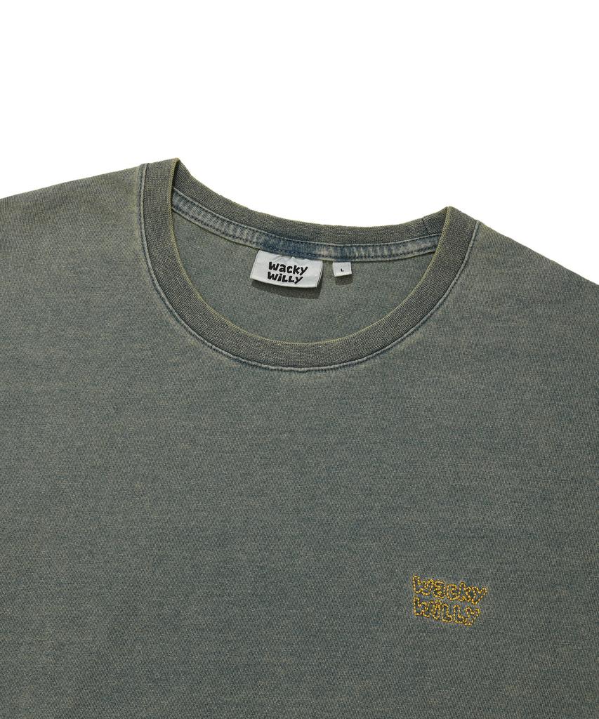 WACKY WILLY Denim-Like Small Logo Short Sleeve T-Shirt Yellow