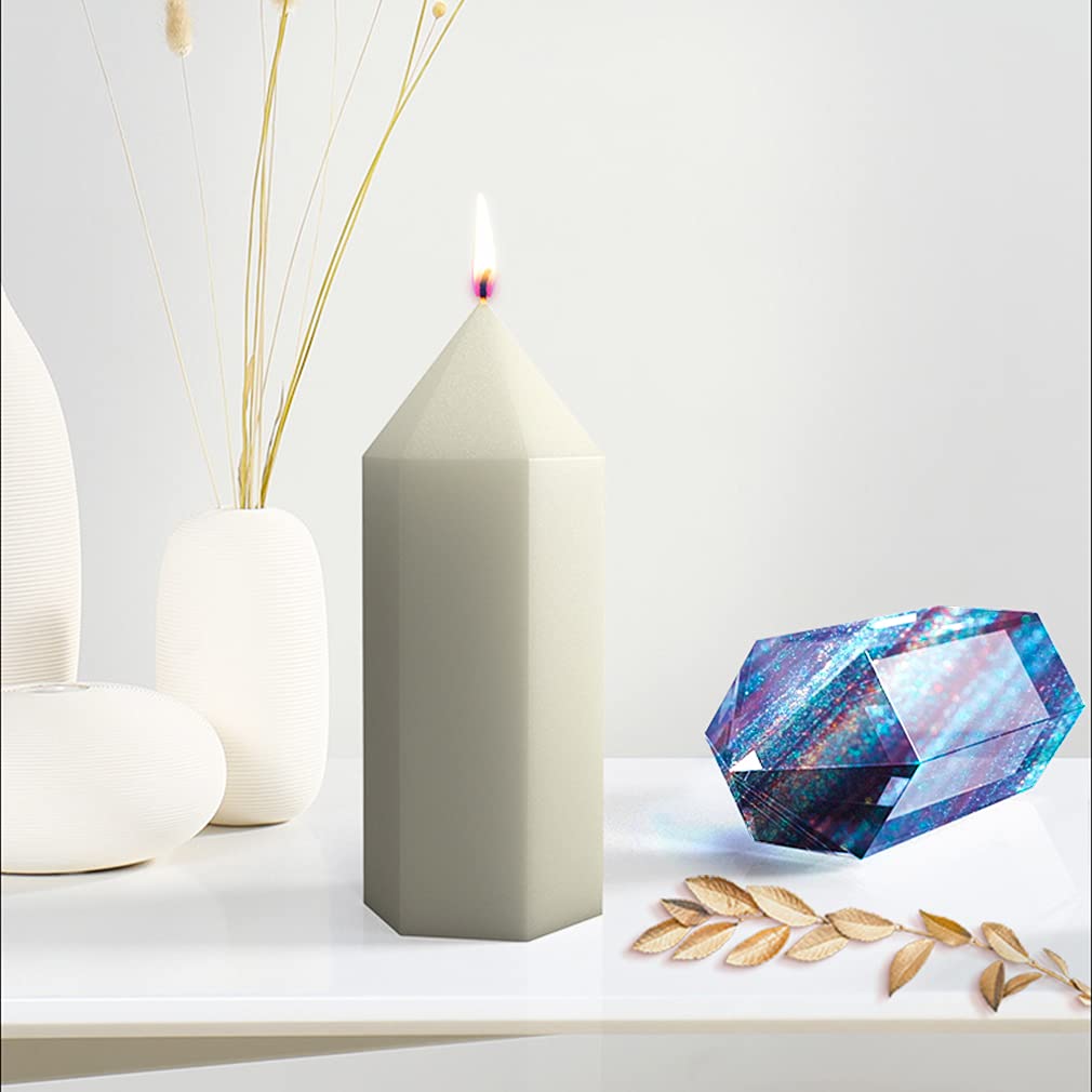 iSuperb Crystal Mineral Cone and Hexagon Crystal Candle Molds (3 Types) DIY Molds for Handmade Resin and Silicone Candles (Crystal)