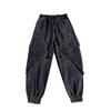 Jeans da Lavoro alla Moda da Uomo Lavati Retro Funzionali a Gamba Larga Pantaloni Trendy Marca Vestibilità Larga Casual Versatili