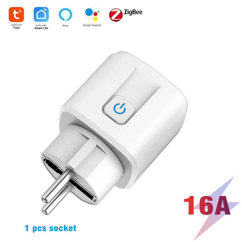 "Tuya 20A WiFi Smart Socket with Power Meter and AI Voice Remote Control, EU Plug"