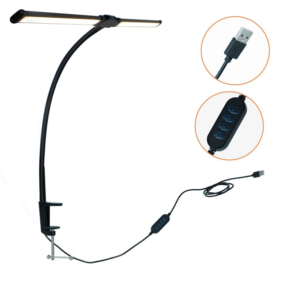 Study Eye-protecting Desk Lamp Double-head Clip Led Desktop Lamp Dormitory 3 Modes Eye-protecting Study Reading Lamp 61CM