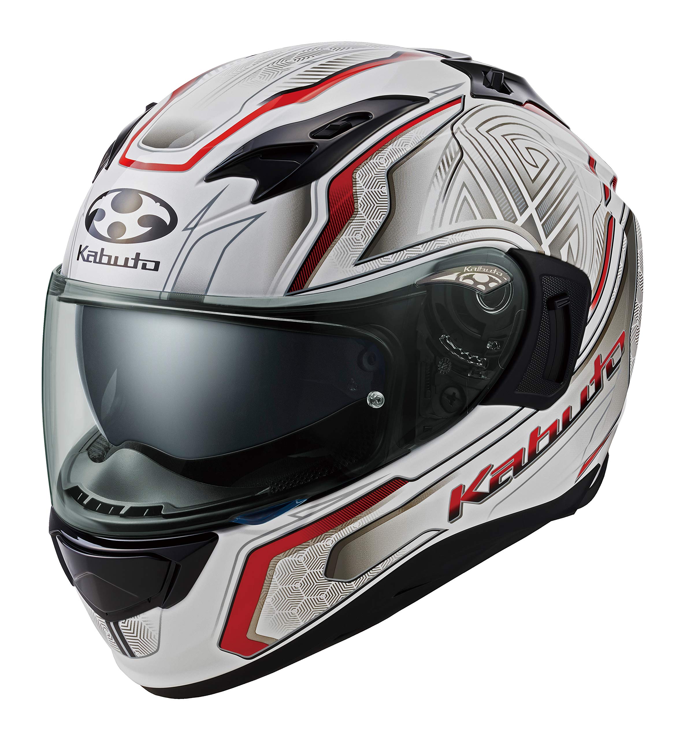 

OGK Kabuto KAMUI3 CIRCLE Full Face Motorcycle Pearl White Red 585617 Helmet, (Size XS)