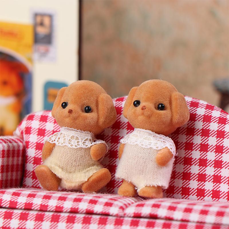 Cute Milo Poodle Dog Flocking Doll Action Figures Toy Kawaii Sylvanian Families Anime Figures Collectible Room Ornaments