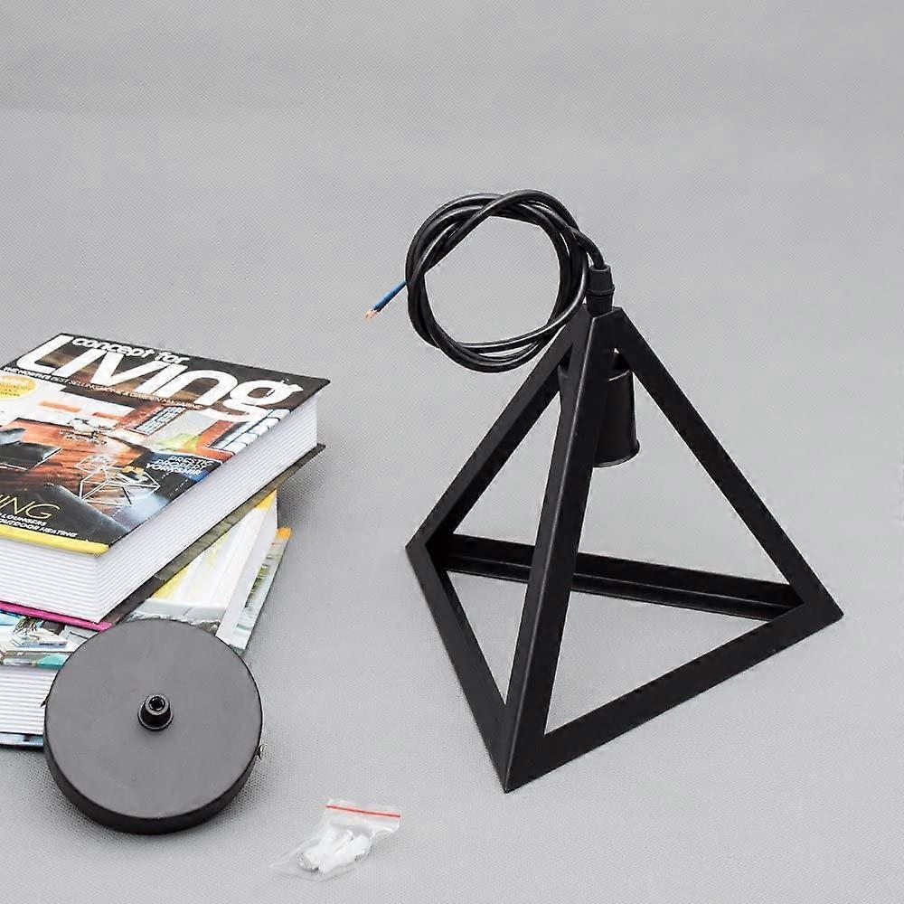 Dww-E27 Modern Metal (Bulbs Not Included) Pendant Light Fixture, Metal Ceiling Light, Chandelier, Geometric Shape Lighting, E27 Socket, Black Pendant 