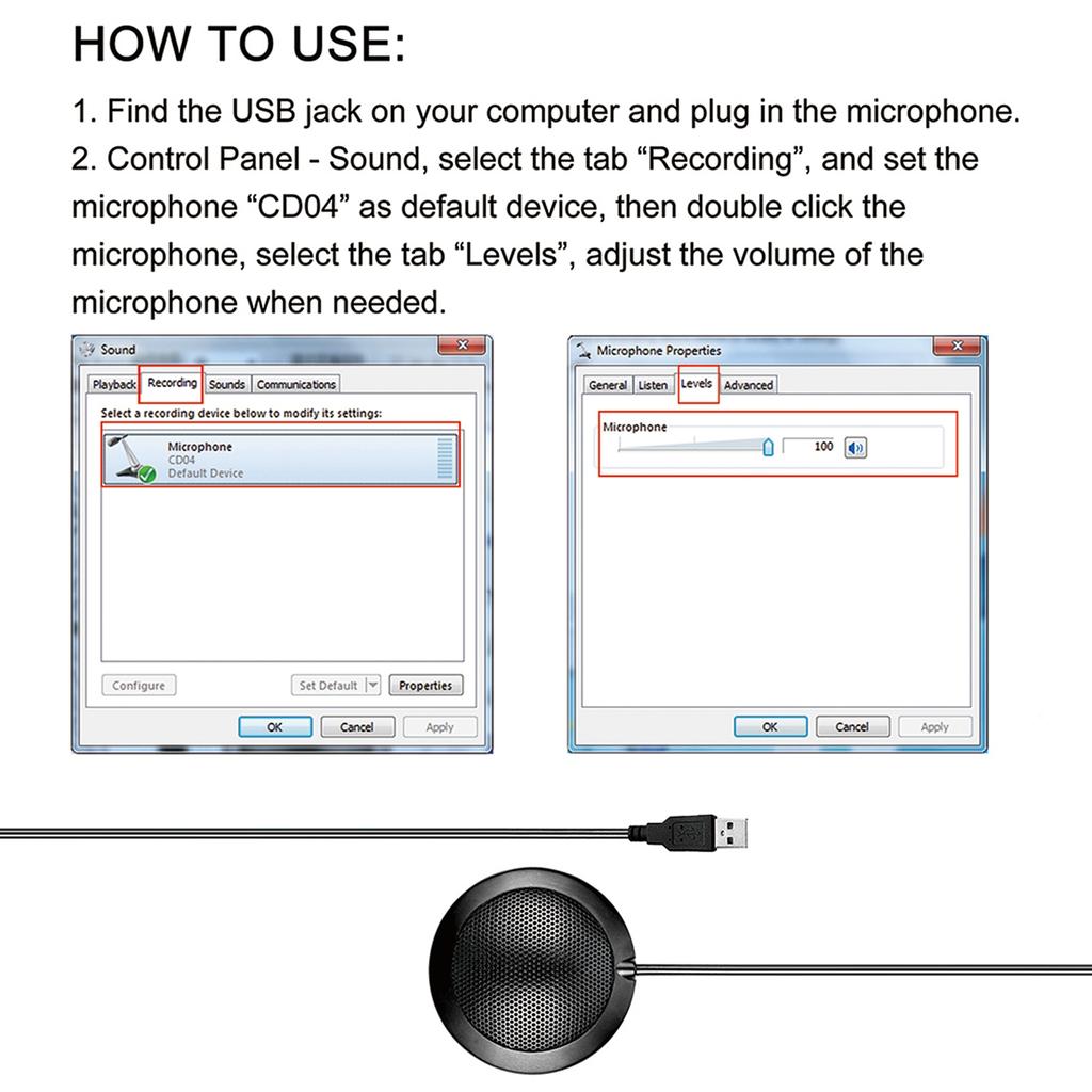 Stereo Omnidirectional Condenser Microphone Mic USB Connector for Meeting Business Conference Desktop Computer