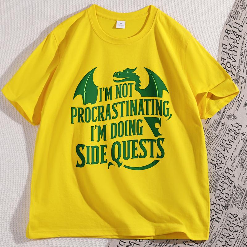 Im Not Procrastinating Funny Game Tshirt Causal Cotton Short Sleeve Round Neck Tshirt Oversized Streetwear Man Clothing