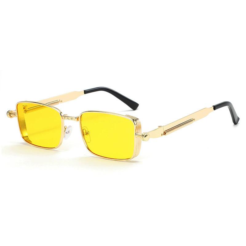 

Retro Geometric Metal Frame Eyewear With Grey Lenses For Street Style And Travel GoldFrameYellow