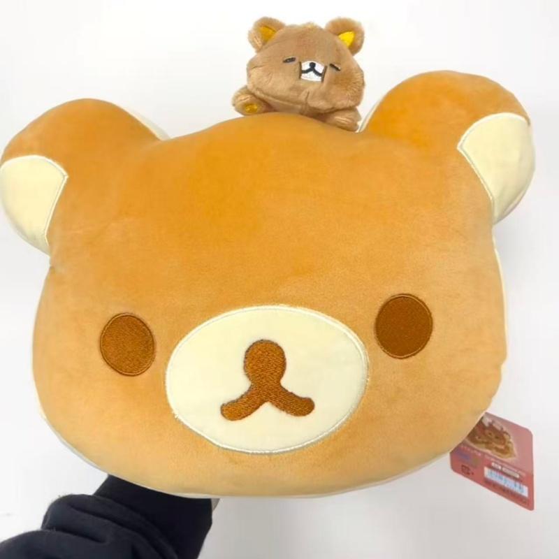 Ultra Soft Bear Face Plush Cute Toy Doll Cushion With Matching Keychain For Bedroom And Office Chair