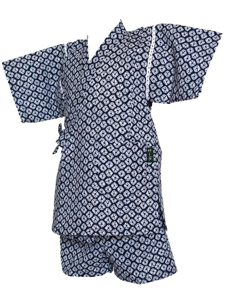 Shibori Made in Navy Summer Summer Room Wear [Warudo] Children's Jinbei, Boys, Kids, Jinbei, Pattern, Japan, Blue, Cool, 100% Cotton, Sizes 90, 100,