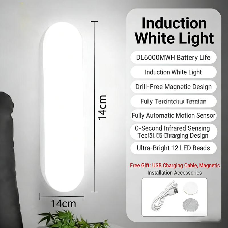 Night Lights Wireless LED Motion Sensor Lamp USB Rechargeable Magnetic For Wardrobe Room Closet Kitchen Tube Detector Bulb