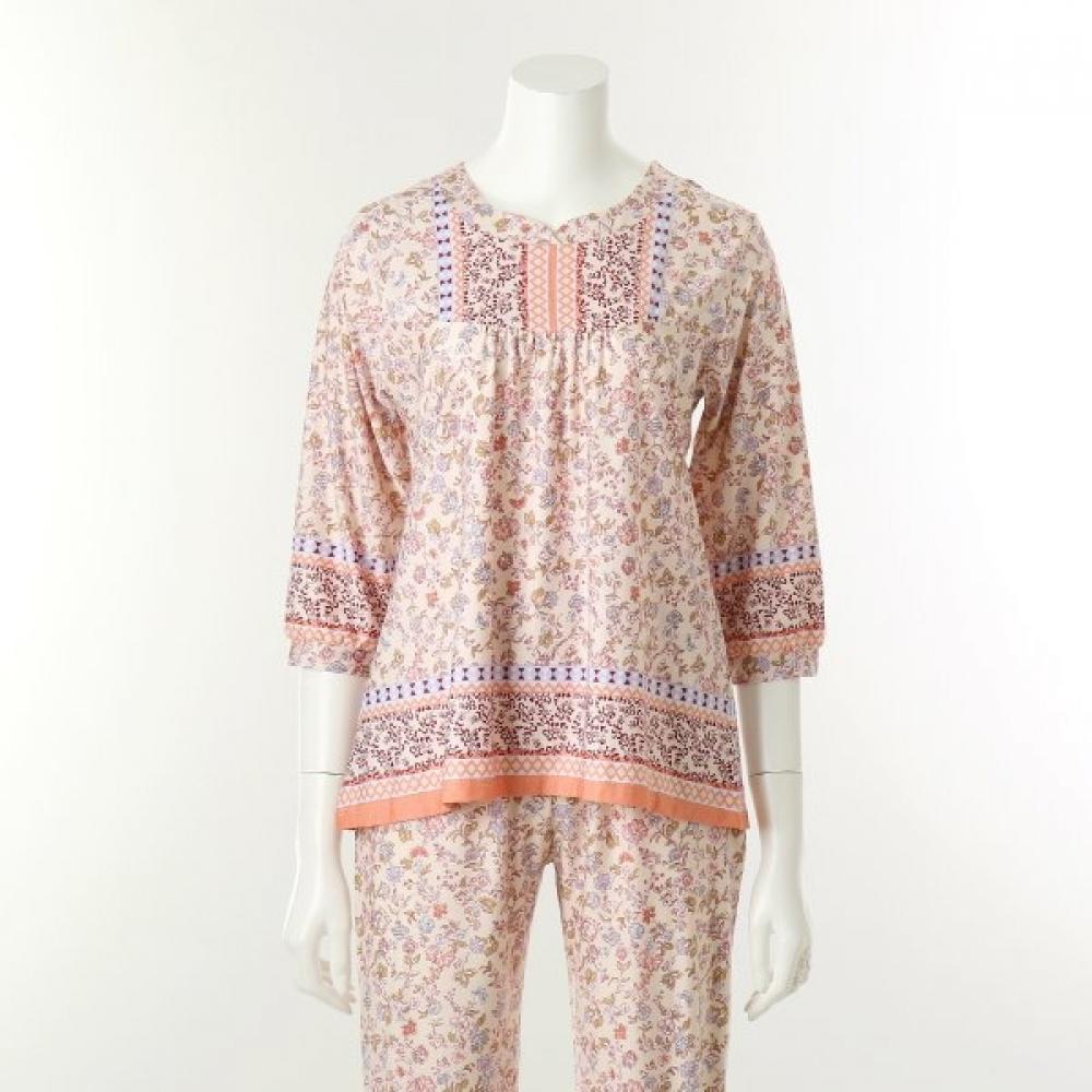 Venus Soft Comfortable Polyester Flower Border Home Wear Set[vevps117w]
