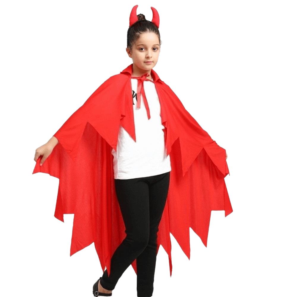 Cosplay Costume Demon Cloak Headband Set Smock Style Party Masquerade Cloth Children