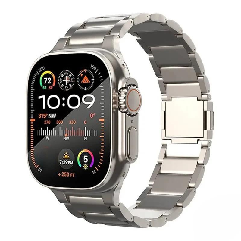 Lyxigt titanarmband för Apple Watch Ultra Series 9 8 7 3 4 5 6 se Magnetiskt armband för iWatch Ultra 2 49mm 45mm 42 44mm