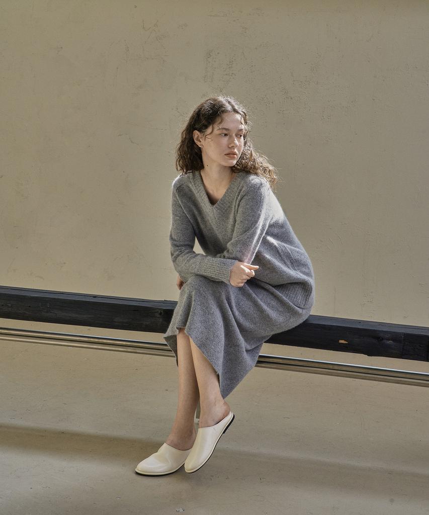 Kkeulle Wool H Skirt_Gray