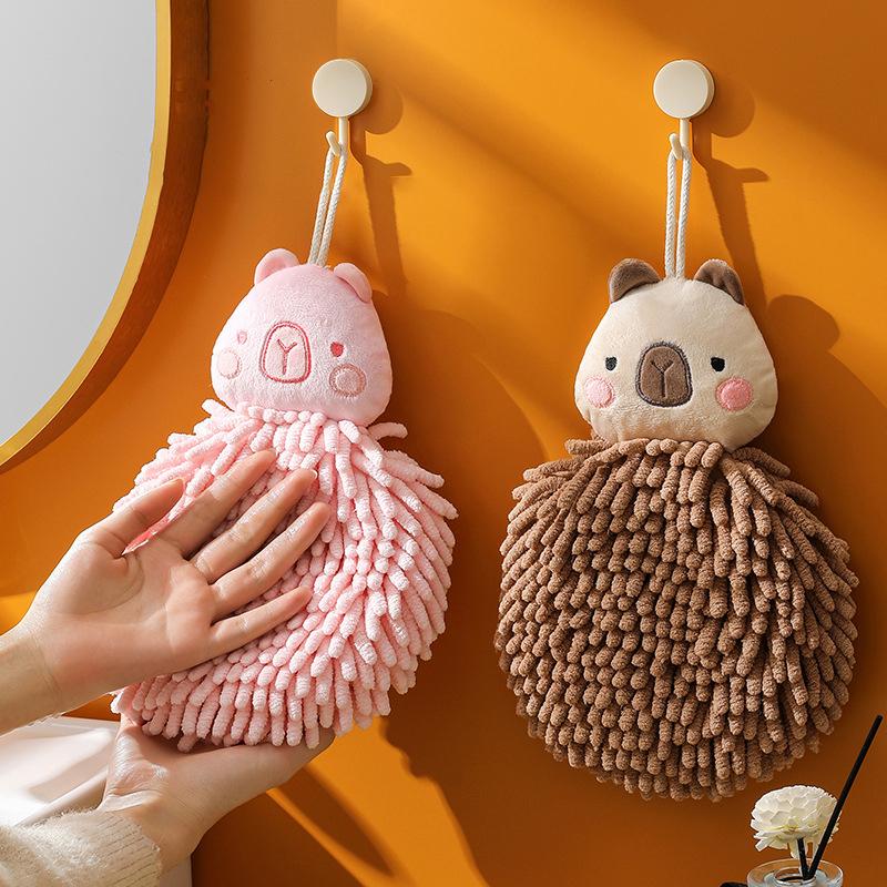 Capybara Hand Towel - Cute Kitchen Towels With Hanging Loops Super Absorbent Chenille Hand Face Bath Towel, Funny Towel