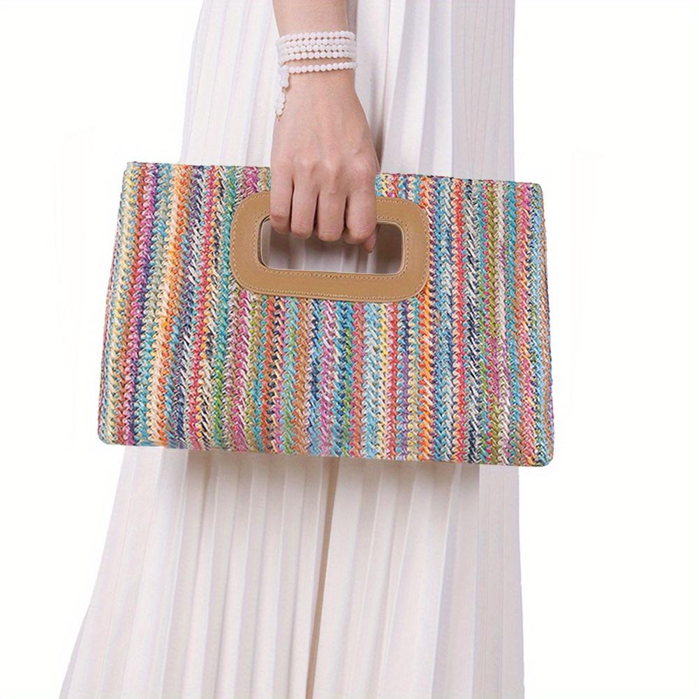 

Luxury Clutch Handbag Purse for Women Straw Woven Raffia Bag Top Handle Rattan Shoulder Crossbody Bags Vacation Summer Beach Bag