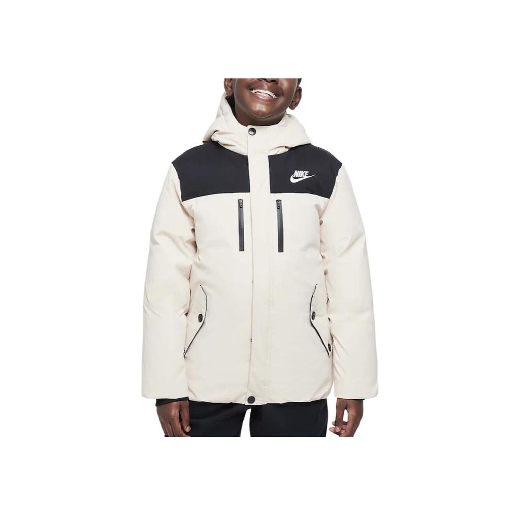 Nike Down Jacket FW24 Outdoor Casual Sports Hooded Zipper Kids Jackets White HQ7165-126