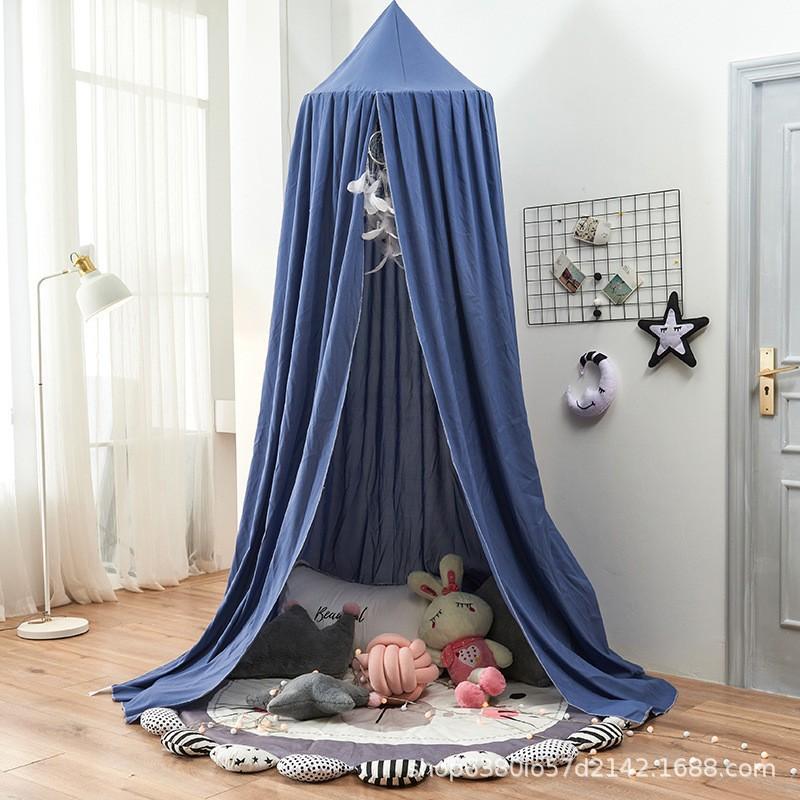 Kids Bed Canopy Tent With Mosquito Net Windproof Light-Blocking Dome Style No-Drill Installation Nursery