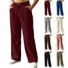 Women's High Waist Loose Fit Wide Leg Corduroy Cargo Pants with Pockets
