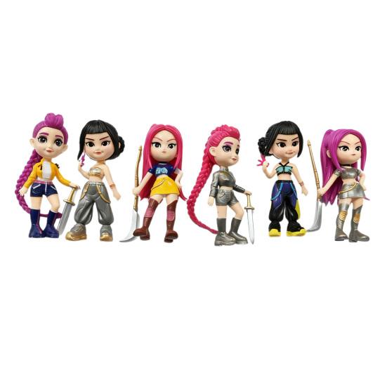 6Pcs PVC Kpop Hunter Figure Animated Movie Character Figurine Statue Cartoon Girl Collectible Model Home Office Desktop Decoration Ornament