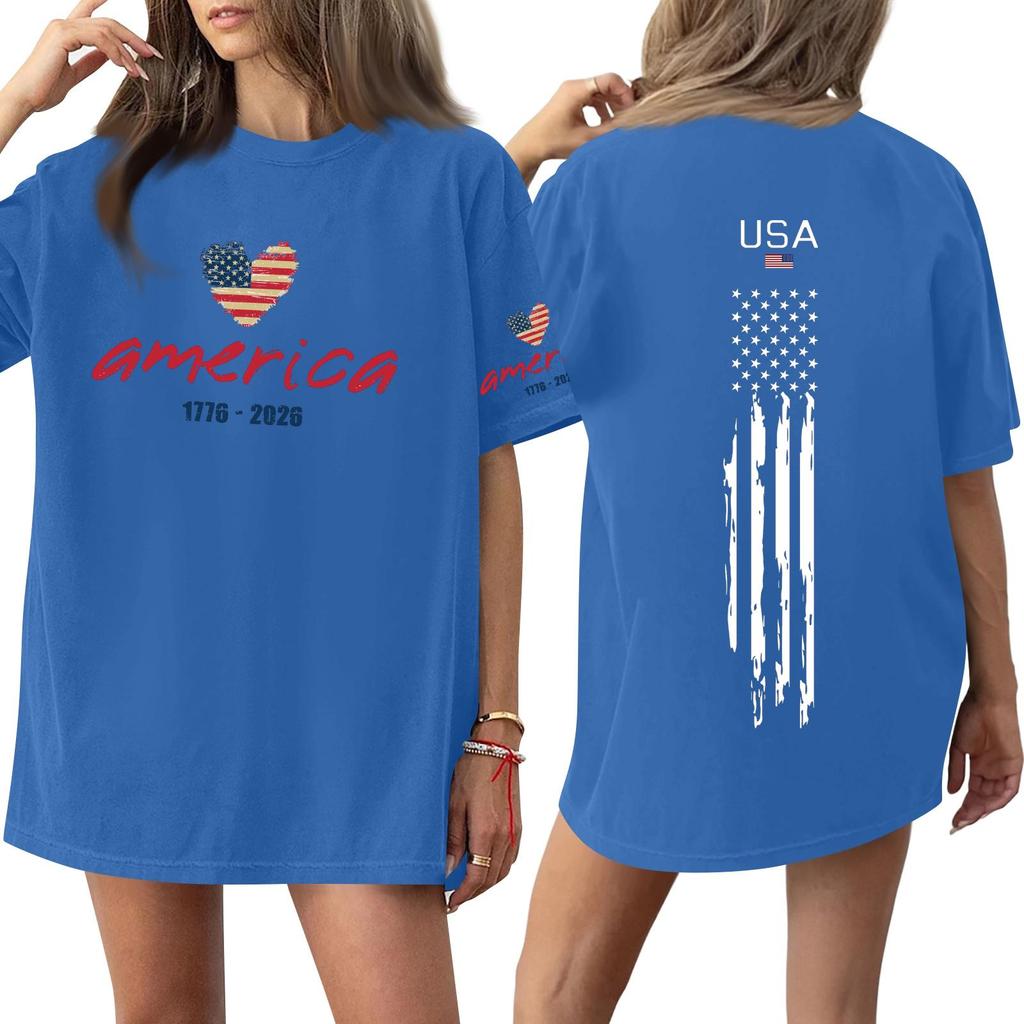 Women's Casual Fashion Round Neck Casual Print Short Sleeve T-Shirt Top