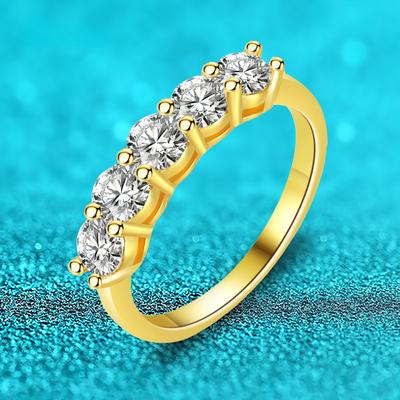14 Karat vergoldete 1,5 Karat echte Moissanit-Diamantringe für Frauen 1/3 Eternity Bands S925 Sterling Silber Edler Schmuck GRA