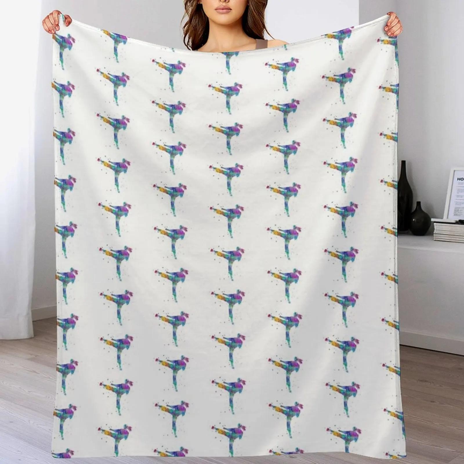 Karate fighter girl Throw Blanket Lightweight Warm Blanket for Indoor Outdoor Use 102x76cm(40x30in)