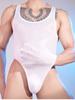 Men Stripe Bodysuit Tops Sexy Sheer Elastic Sleeveless Bulge U Pouch Sheath Tights See Through Shaper Wear One Piece Man Onesie