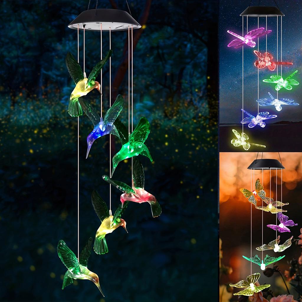 1 Pezzo Campanella Solare da Vento per Esterno, Luce da Giardino Sospesa a Cambiamento di Colore, Campanella Decorativa Alimentata ad Energia Solare per Patio/Giardino