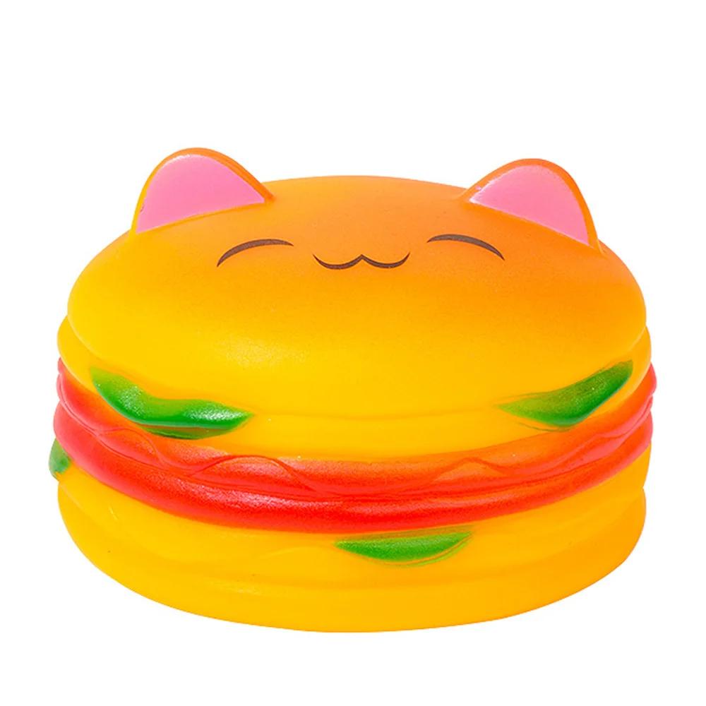 Squeaky Hamburger Dog Toy Vinyl Chew Toy for Teeth Cleaning Molar Care Interactive Pet Squeaker Toy