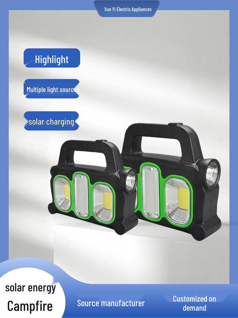 Rechargeable Custom Solar Three-Light Emergency & Camping Spotlight