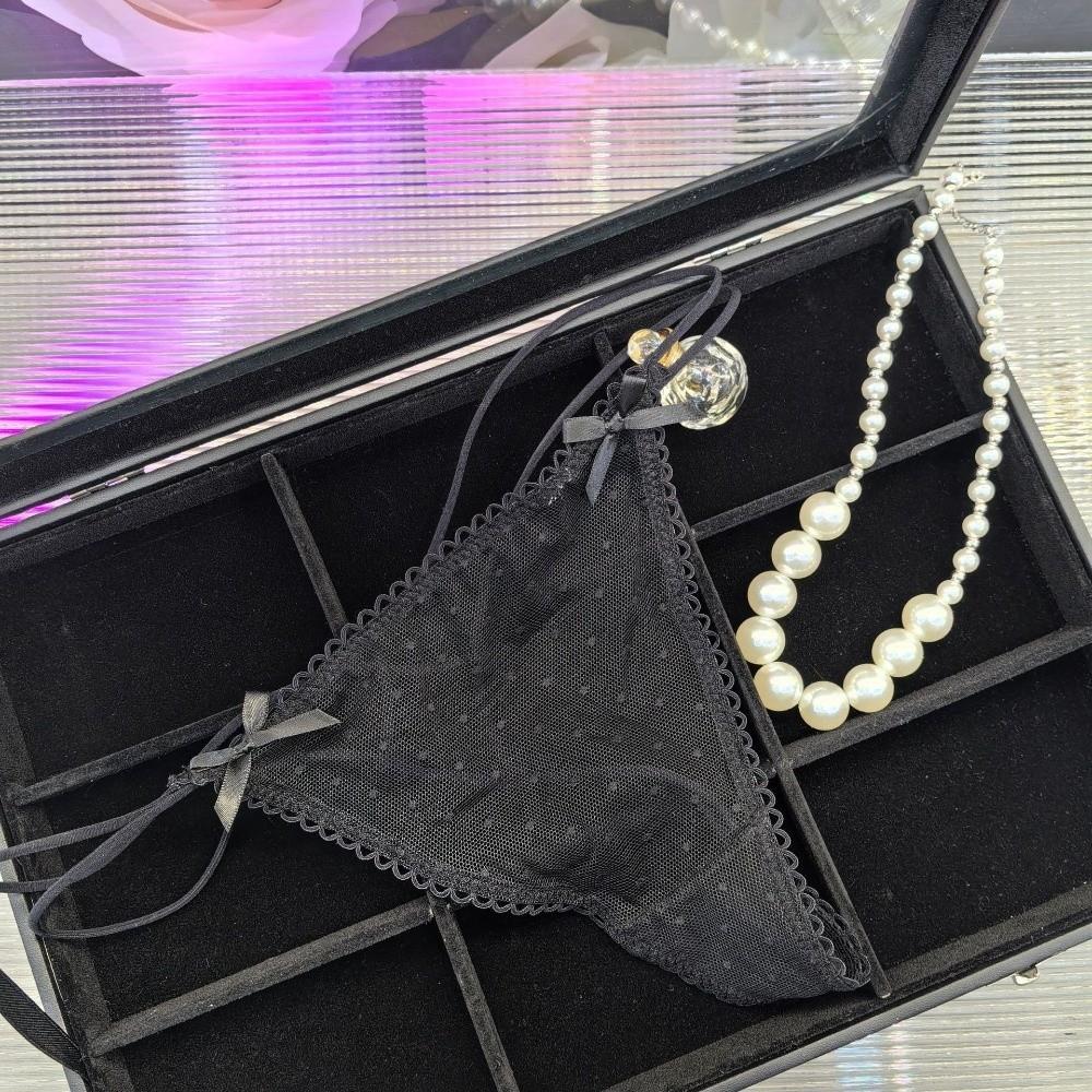 Thin Belt Underwear for Women Low Waist Mesh Seamless Panties Sweet Transparent Thong Girl