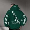 Staggered Letters Back Sleeves Same Print Hooded Sweater Loose Shoulder Men and Women Same High Street