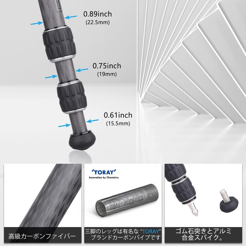 VIELKNOV Carbon Fiber Low Center of Ball Head with External Center Tabletop Compatible with 10kg Load Carrying Bag Ideal for Travel Tripod, Gravity,