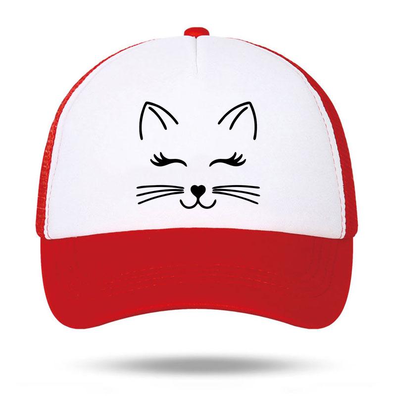 Cute Cat Face Foam Trucker Cap Kawaii Printed Summer Mesh Hat Unisex Casual Snapback Baseball Cap Outdoor Sun Protection Gorras