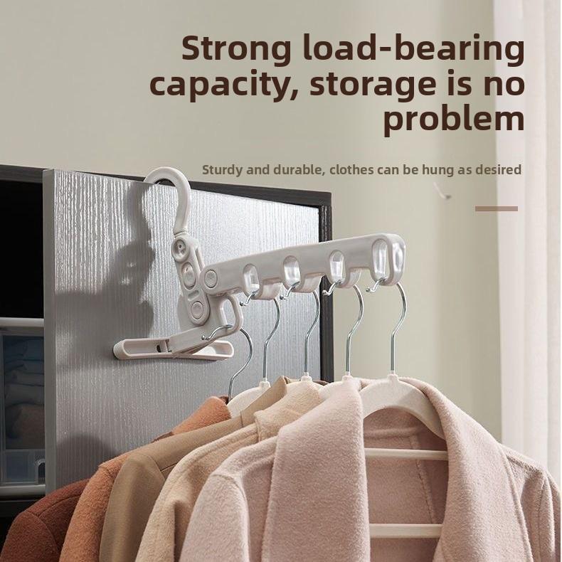 Foldable Plastic Clothes Hanger, Multi-Functional Travel Hanger with Five Holes for Indoor Use