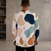 Men Plus Size Round Neck Long Sleeve Abstract Printed Casual Pullover T Shirt